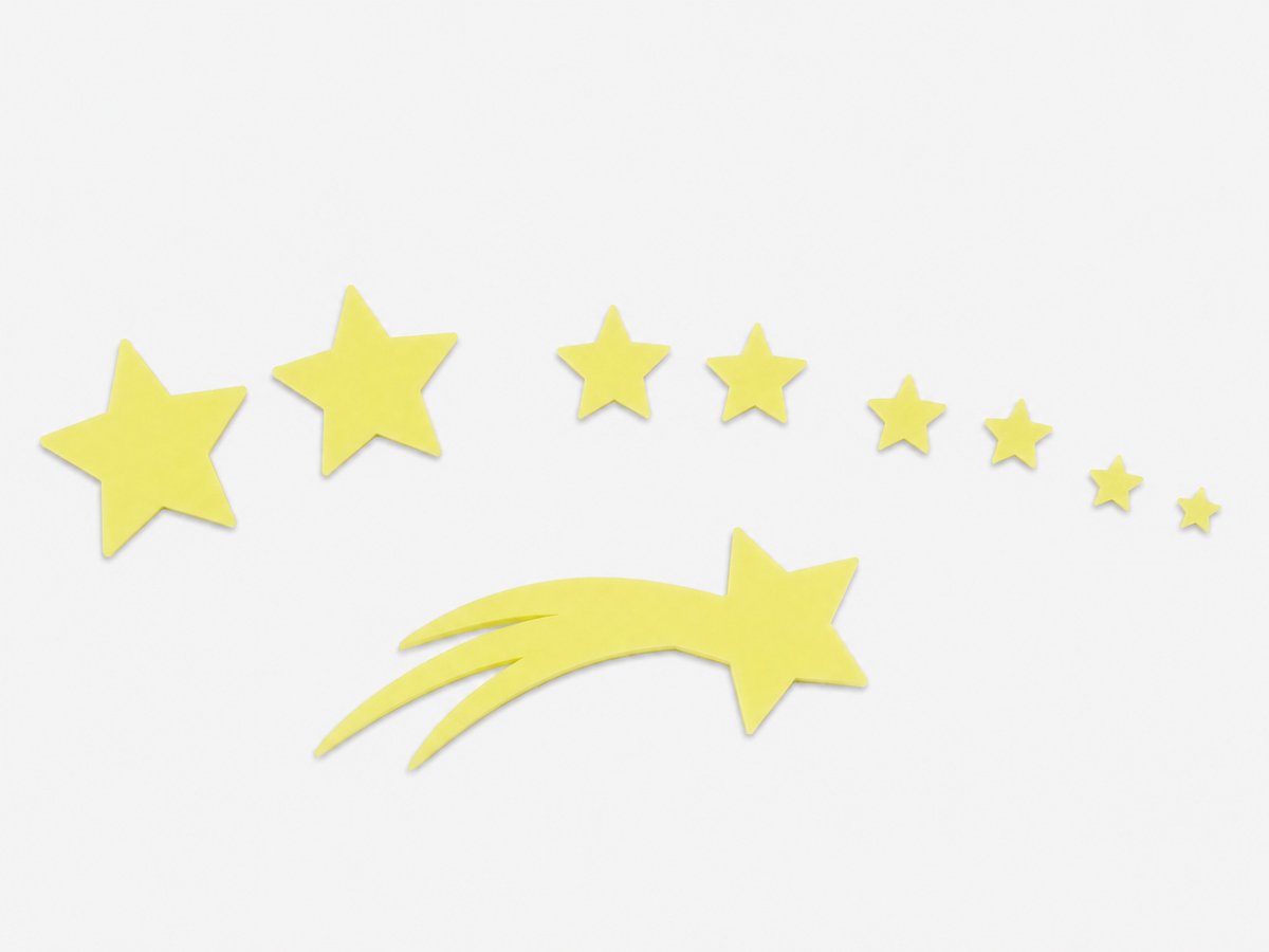Skushy Glow in the Dark Sterren Set – 8 Sterren & 1 Vallende Ster – Lichtgevende Muurdecoratie voor Kinderkamer – 3D Geprint met Glow PLA+ – Nachtelijk Sterren Effect