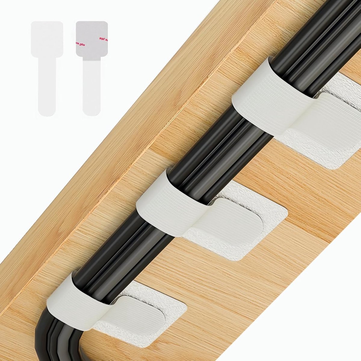 carmdering - Zelfklevende Kabelbinders met Klittenband - 10 Stuks Kabelorganizer - Kabelmanagement voor Bureau, Muur en Thuis - Herbruikbare Kabelhouders - Wit 3x8CM