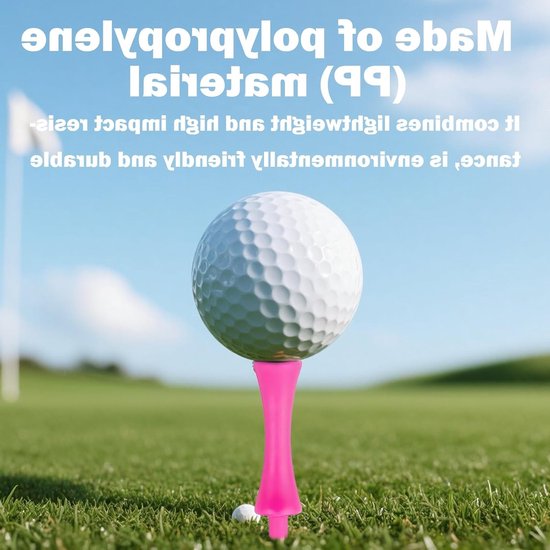 Jhubersproducts - Golf Tees - 100 Stuks - Duurzaam - 57 mm - Ideaal voor golfers - Roze - Geschikt voor golfaccessoires - Perfecte tee voor elke golfe van Jhubersproducts — afbeelding 2