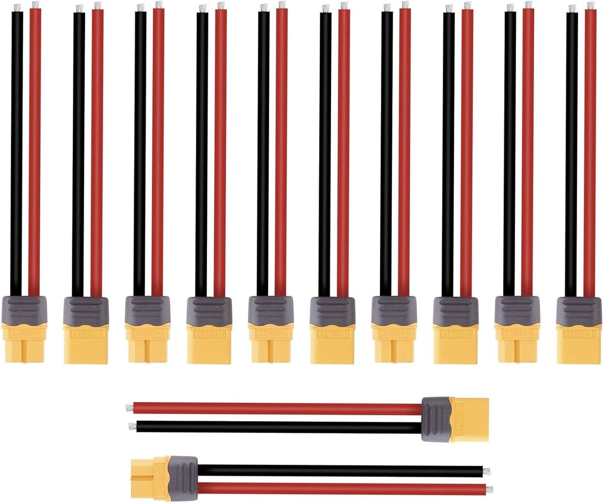 XT60 Male en Female Connector Adapter Kabel met 10cm 14AWG voor RC Lipo Batterij en FPV Racing Drone - 6 Paar Verbindingen