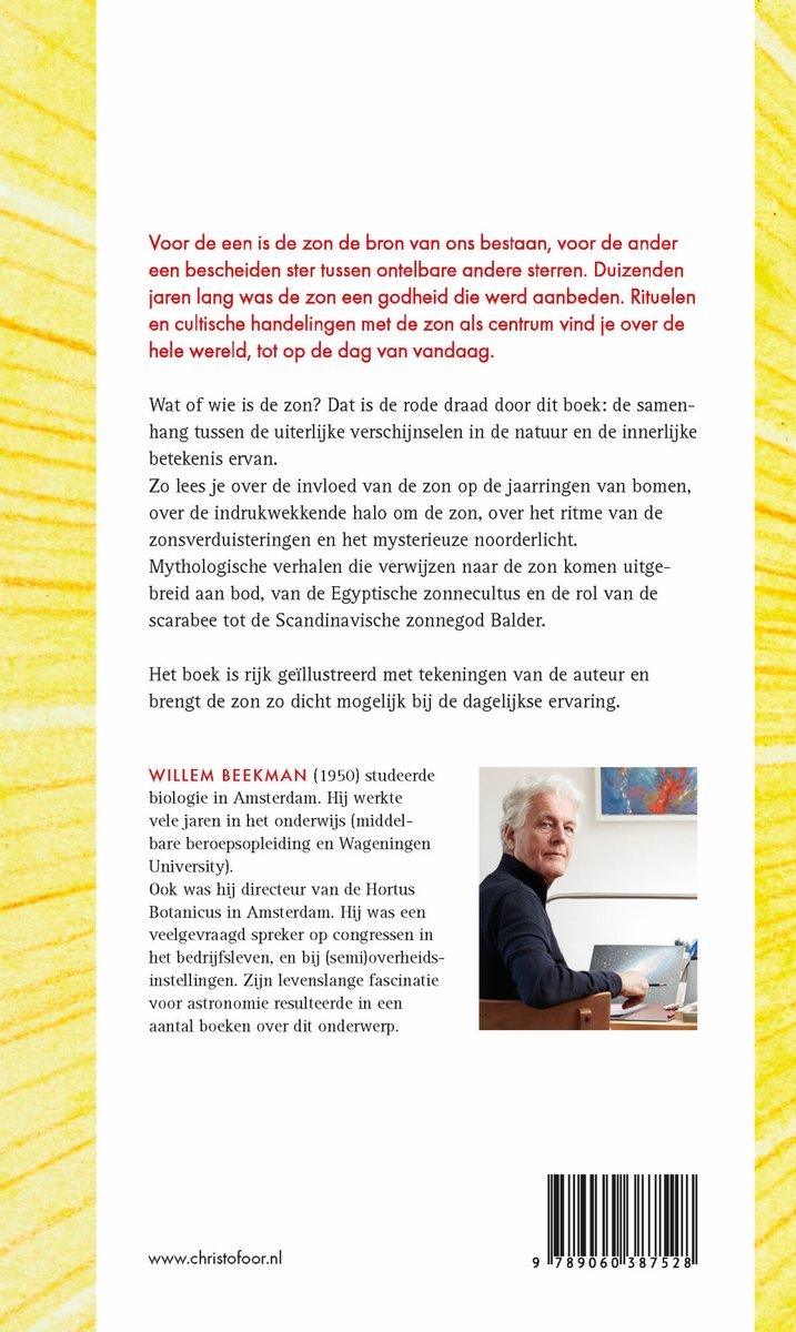 Achterkant boek met tekst en een foto van Willem Beekman. ISBN 9789060587528.