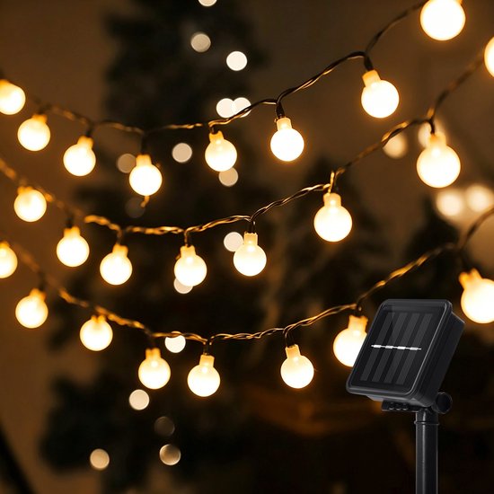 Aigostar 2PACK - Éclairage de Jardin Solaire - Guirlande Lumineuse Extérieure 50 LED - 10 m Éclairés + 2 m de Câble - Guirlande Lumineuse Extérieure - Guirlandes Lumineuses