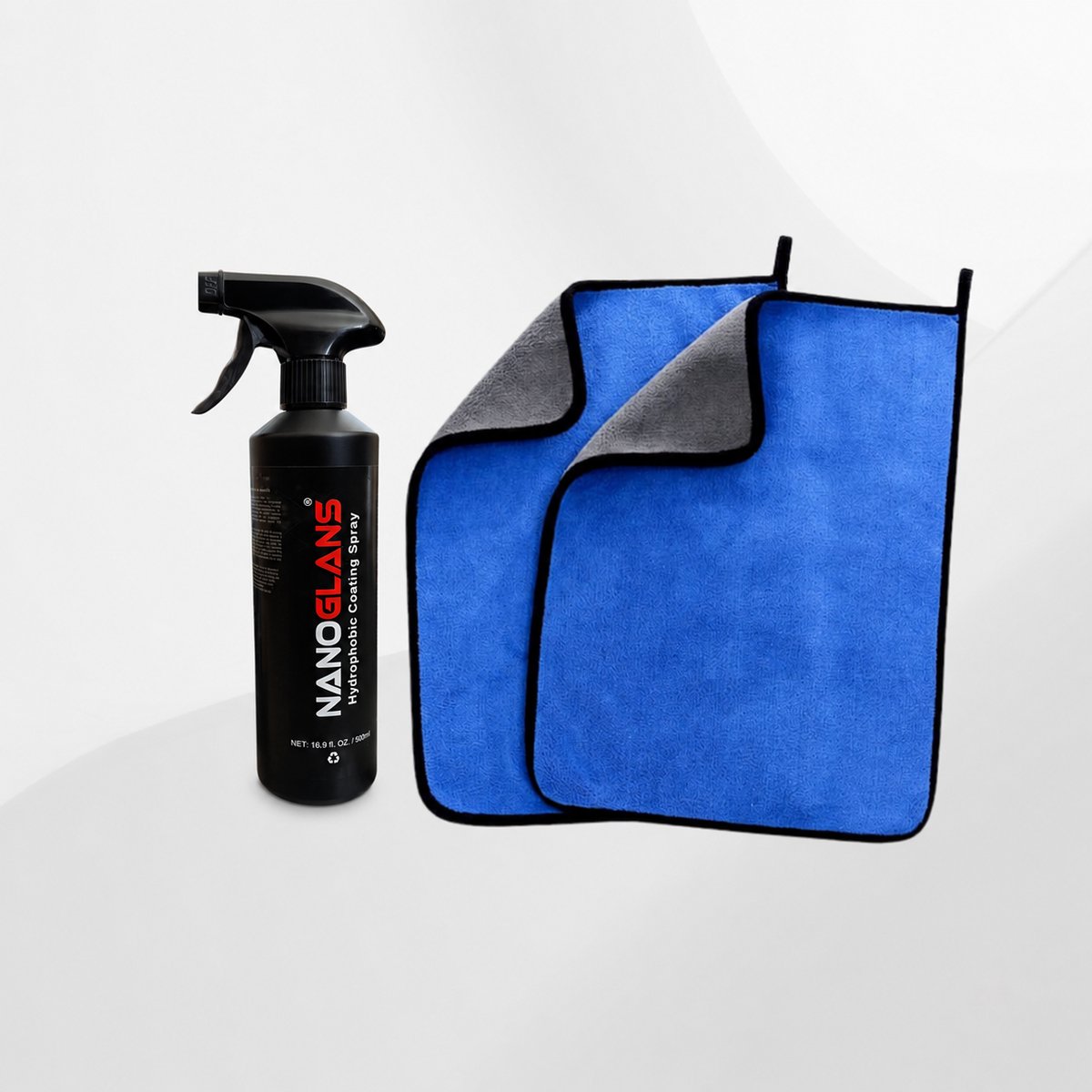 NANOGLANS COATING SET- Voor Auto & Motor - Keramische coating - Ceramic glass coating - Nano Coating - 500ML + 2 stuks 60x40cm Microvezel doeken