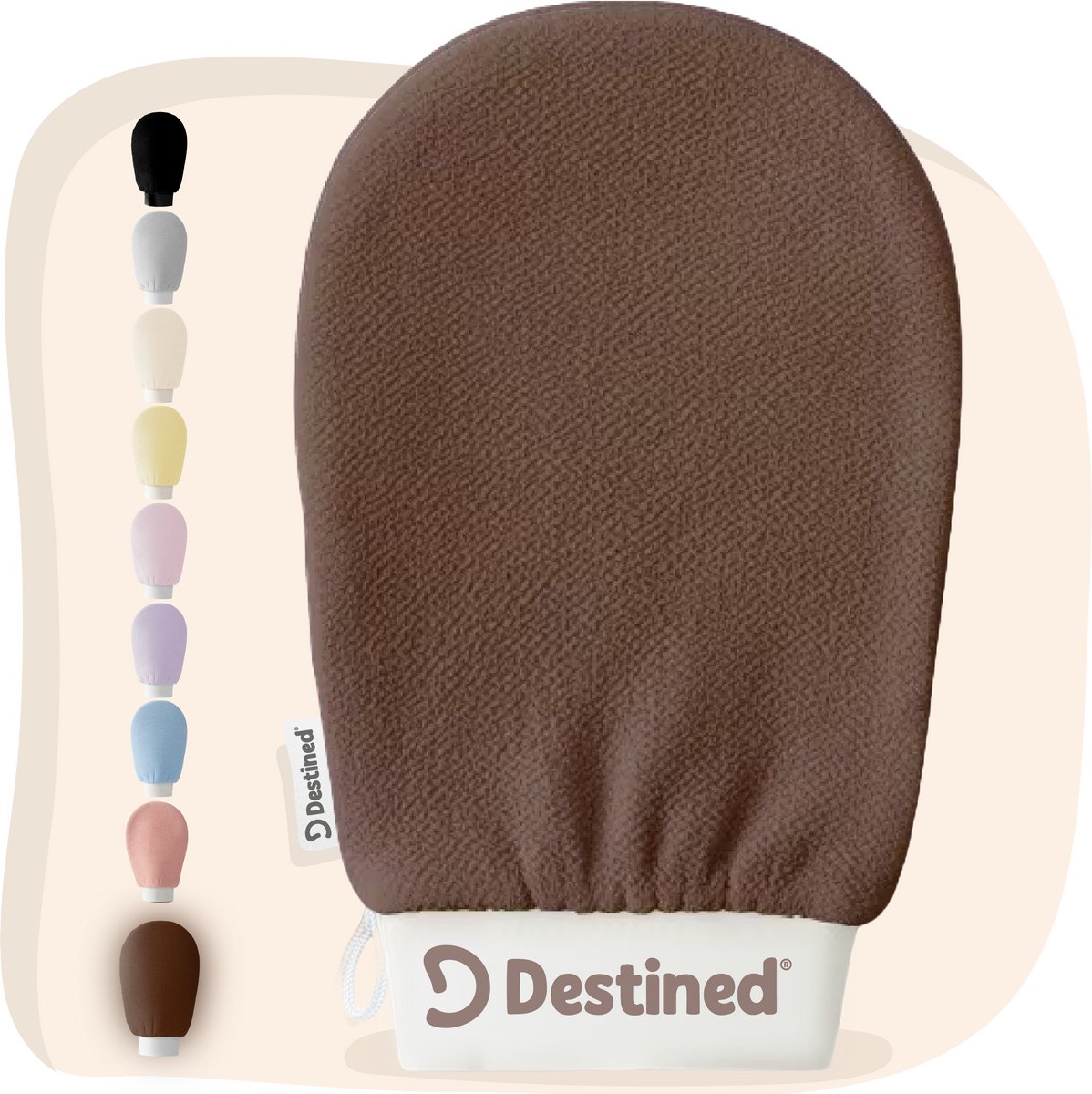Destined® Exfoliating Glove - Scrub Handschoen - Lichaam & Gezicht - Scrub Detox - Verwijderen Van Dode Huidcellen - Earth