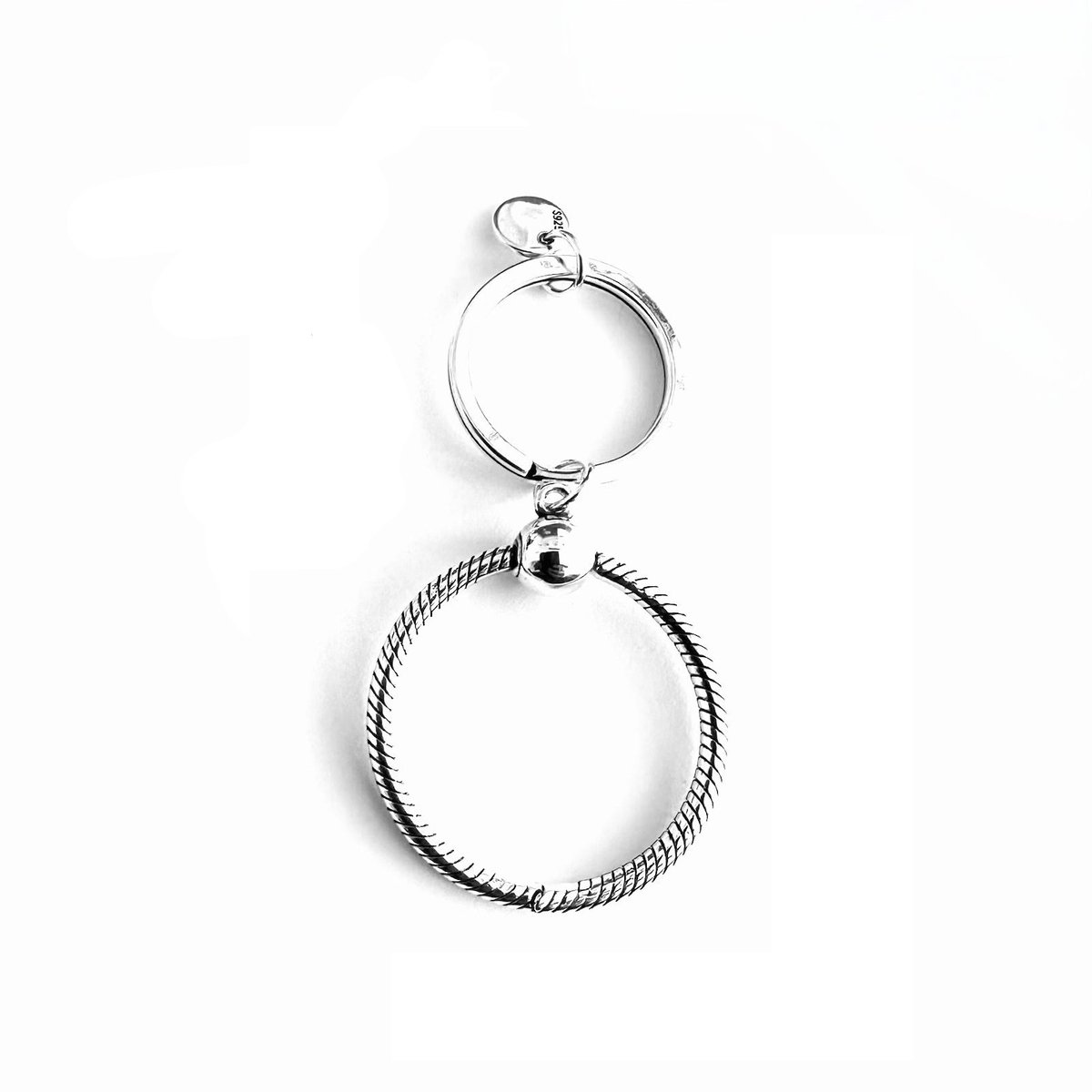SportPresent® - Sleutelhanger - Rond - Groot - Voor Bedels - Sportbedel - Bedel - Hangbedel Charm - Zilver - 925