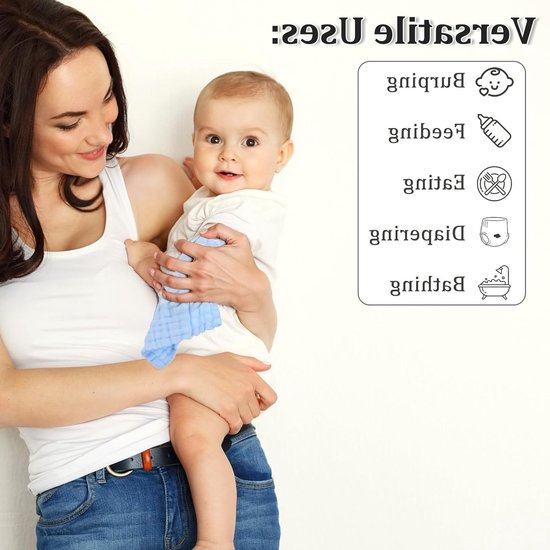 Set van 6 Muslin Baby Wasdoeken 25 x 25 cm van Biologisch Katoen, Zachte Doeken voor Babyverzorging, Handdoeken en Spuugdoeken voor Jongens en Meisjes — afbeelding 5