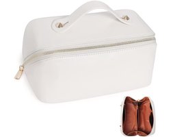 CenZ® Toilettas, Make Up Tasje, Make Up Koffer, Beautycase, Make Up Organizer, Make Up Tas, Reis Toilettas, Reistas, Toilettas Dames, Make Up Organizer, Make Up Etui, Beautycase Koffer, Cosmetica Tas, Verjaardag, Moederdag, Valentijnsdag, WIT