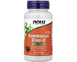 NOW Foods Sambucus Zinc-C 60 Lozenges – Elderberry, Zink & Vitamine C – Suikervrij – Vegan