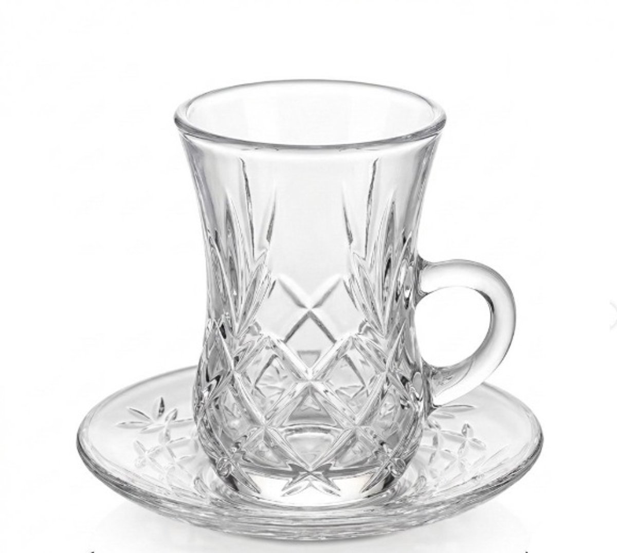 Lirmartur - Theeglazen met handvat - set met onderzetters - Turkse theeglazen - Timeless - 6x