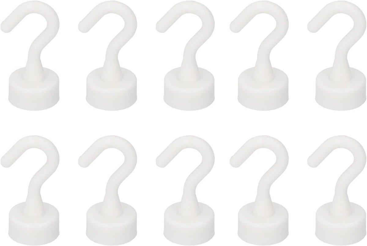 Extra sterke magnetische haken - 10 stuks - mini witte kledinghaken voor keuken, badkamer, slaapkamer en sleutelhanger