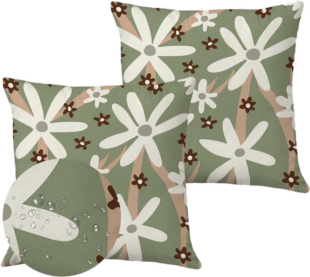 Weerbestendige 2-delige set kussenslopen 45x45 cm met botanisch bloemenpatroon voor tuin en balkon, ideaal voor bank en buitengebruik