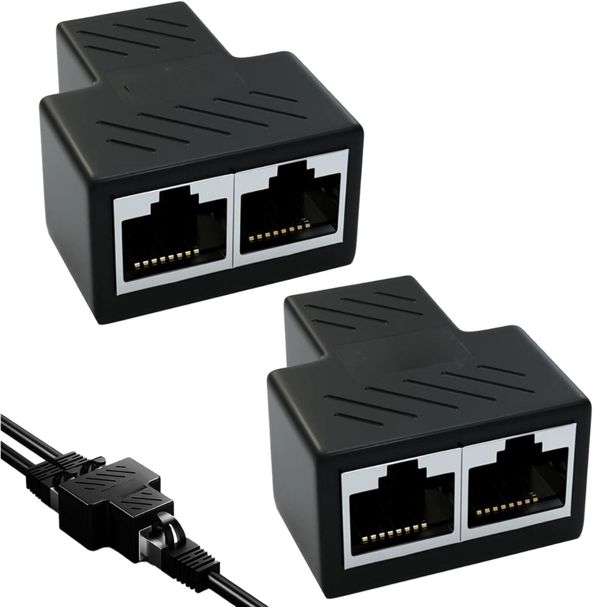 ZMR® Internet Splitter - Internetkabel - Netwerk Switch - Zwart - 5cm x 5cm x 1cm
