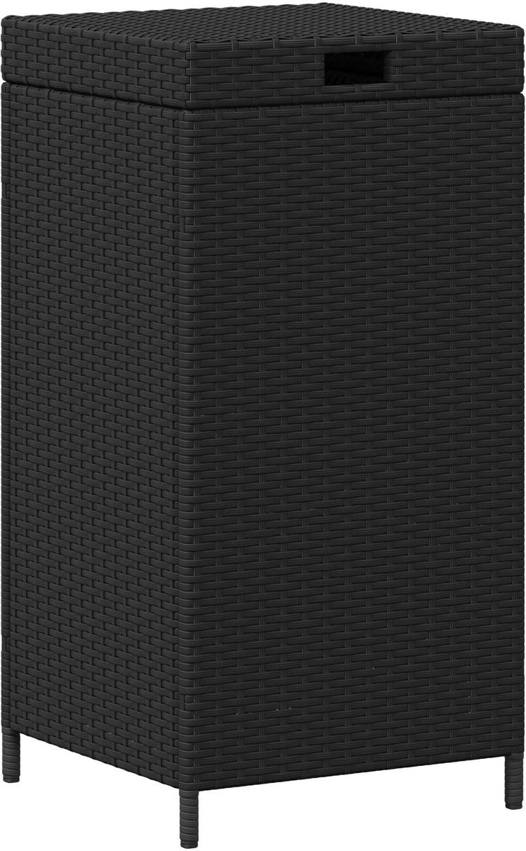 vidaXL - Buitenafvalbin - Zwart - 40 - x - 40 - x - 80 - cm - poly - rattan
