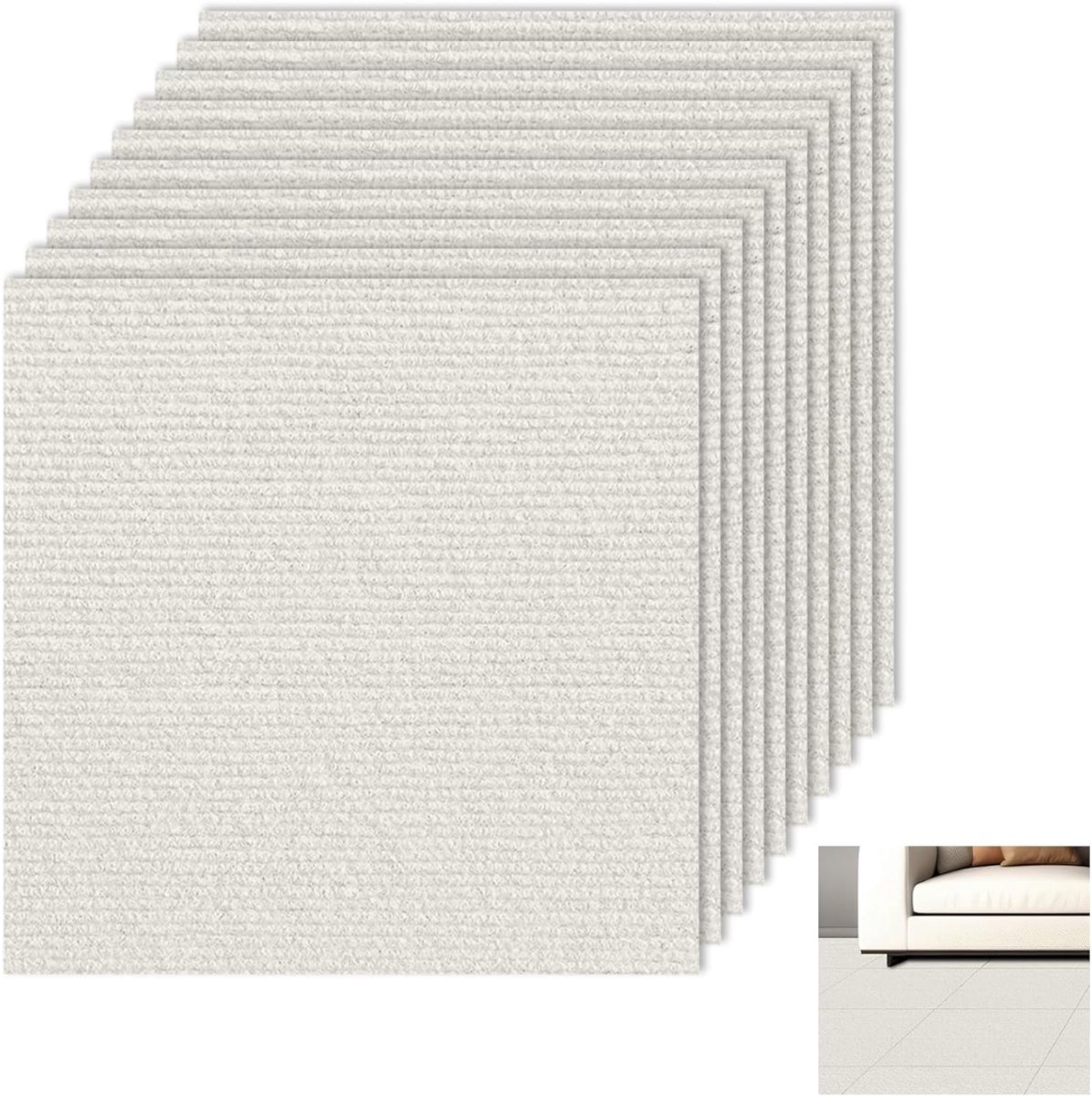 ZMR® Tapijttegels - Tapijttegels 50x50 cm - Tapijttegels Zelfklevend - Beige - 40cm x 40cm x 1cm