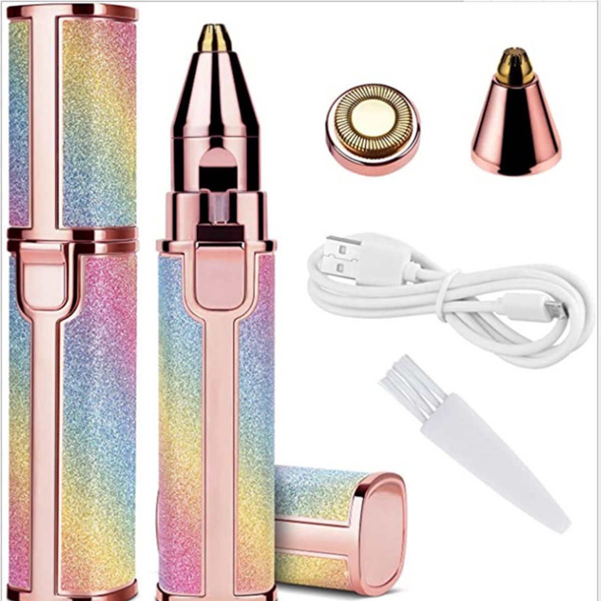 carmdering - 2-In-1 Multifunctionele Epilator - Elektrische Wenkbrauwentrimmer - Gezichtshaarverwijderaar - Pijnloze Haarverwijdering - Ingebouwde LED-Verlichting - Hypoallergeen Materiaal - Draagbaar Design - Ideaal Voor Reizen - 1 Stuk