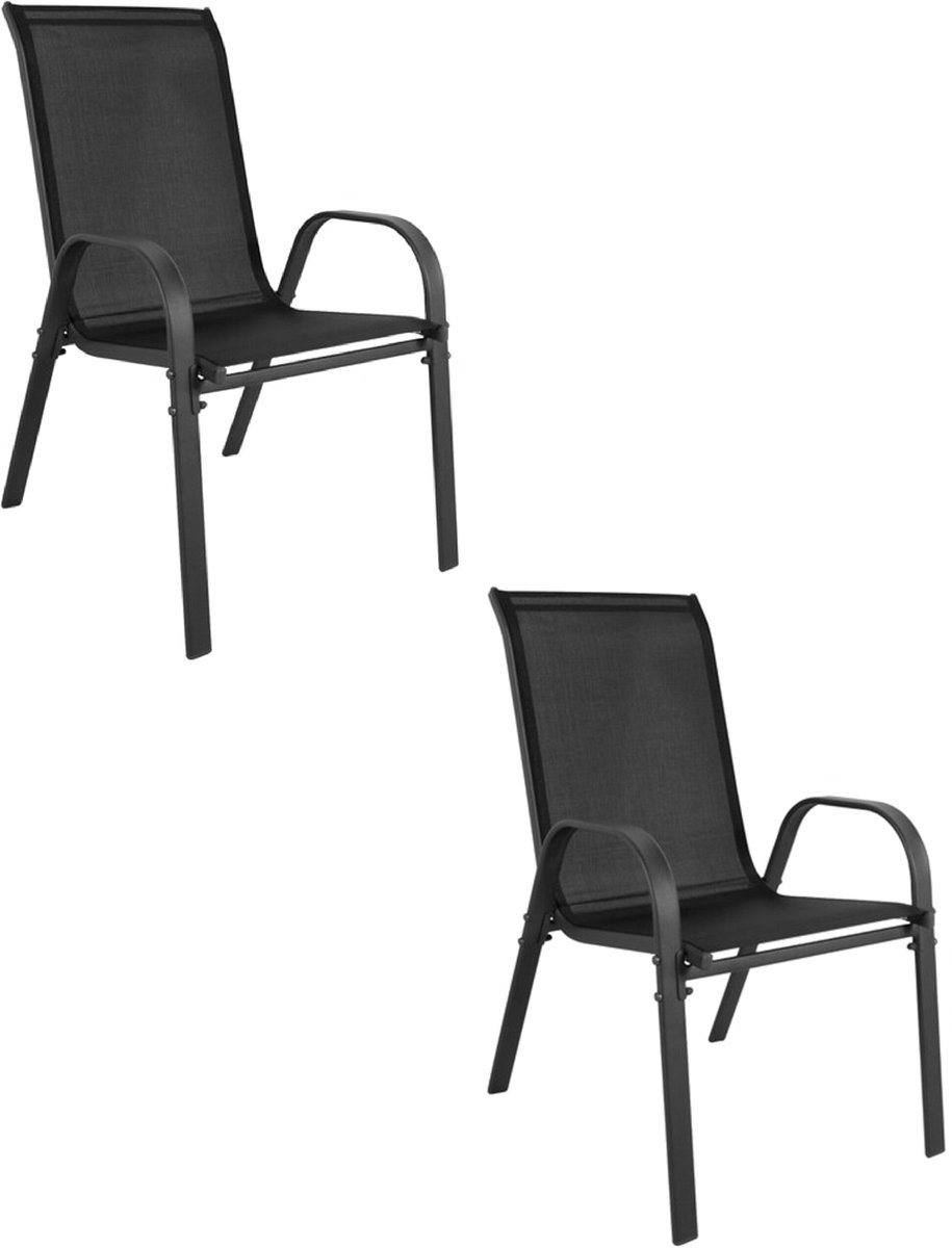 Set van 2 tuinstoelen SOFIA – Zwart – Stapelbaar – Weerbestendig