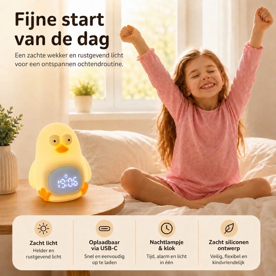 Goldenberry® Chicken Kinderwekker & Nachtlampje - Dimbaar Licht - USB-C Oplaadbaar - Zachte Slaaphulp voor Kinderen & Peuters - Slaaptrainer van Merkloos — afbeelding 4
