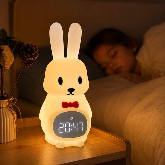 Goldenberry® Konijn Kinderwekker & Nachtlampje - Dimbaar Licht - USB-C Oplaadbaar - Zachte Slaaphulp voor Kinderen & Peuters - Slaaptrainer van Merkloos — afbeelding 5