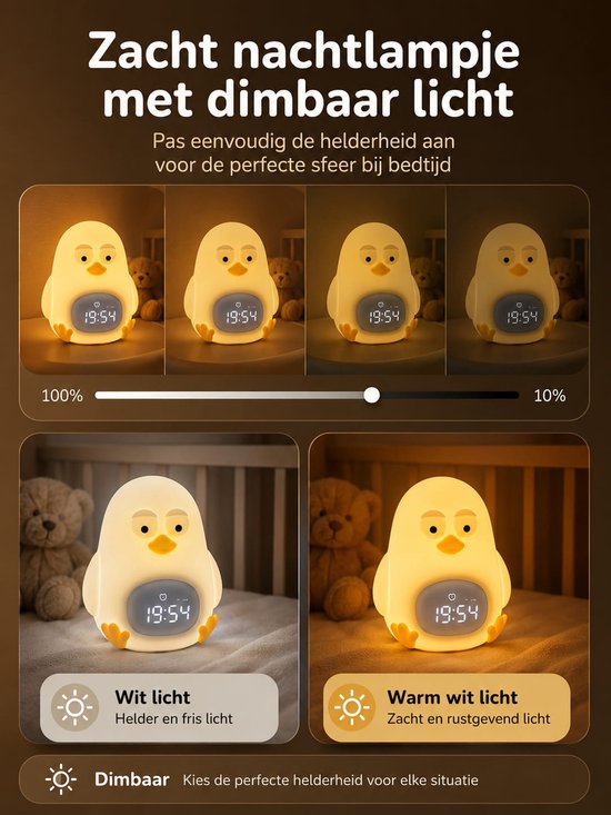 Goldenberry® Chicken Kinderwekker & Nachtlampje - Dimbaar Licht - USB-C Oplaadbaar - Zachte Slaaphulp voor Kinderen & Peuters - Slaaptrainer van Merkloos — afbeelding 2