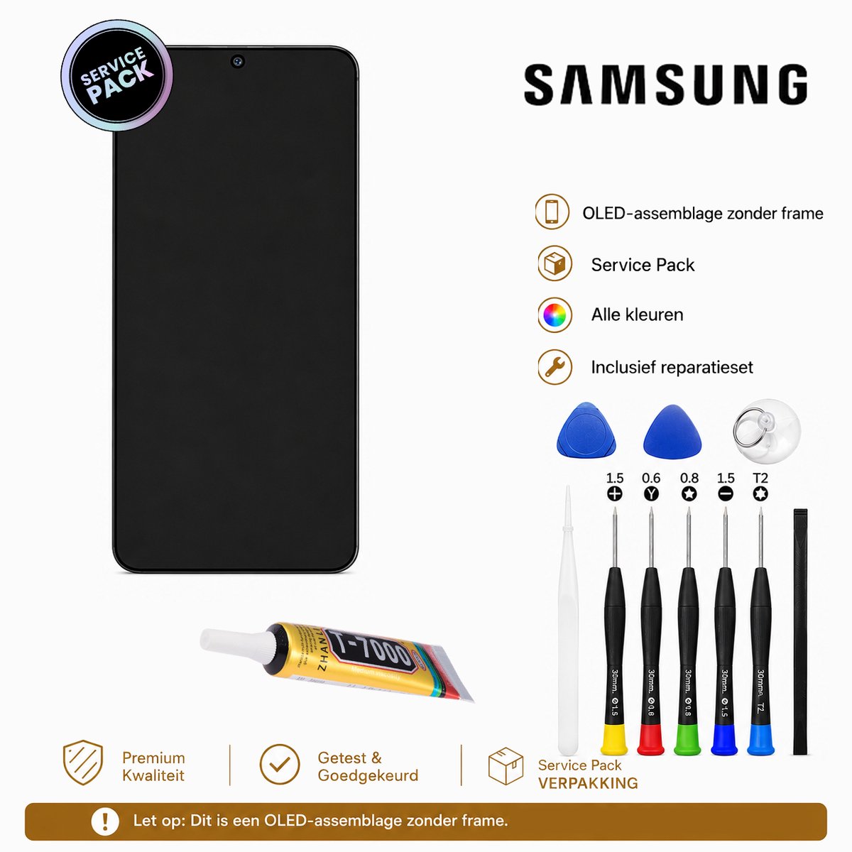 OLED SCHERM zonder frame Samsung Galaxy S25 Plus 5G – Service Pack – Alle kleuren – Incl. Reparatieset & GLUE