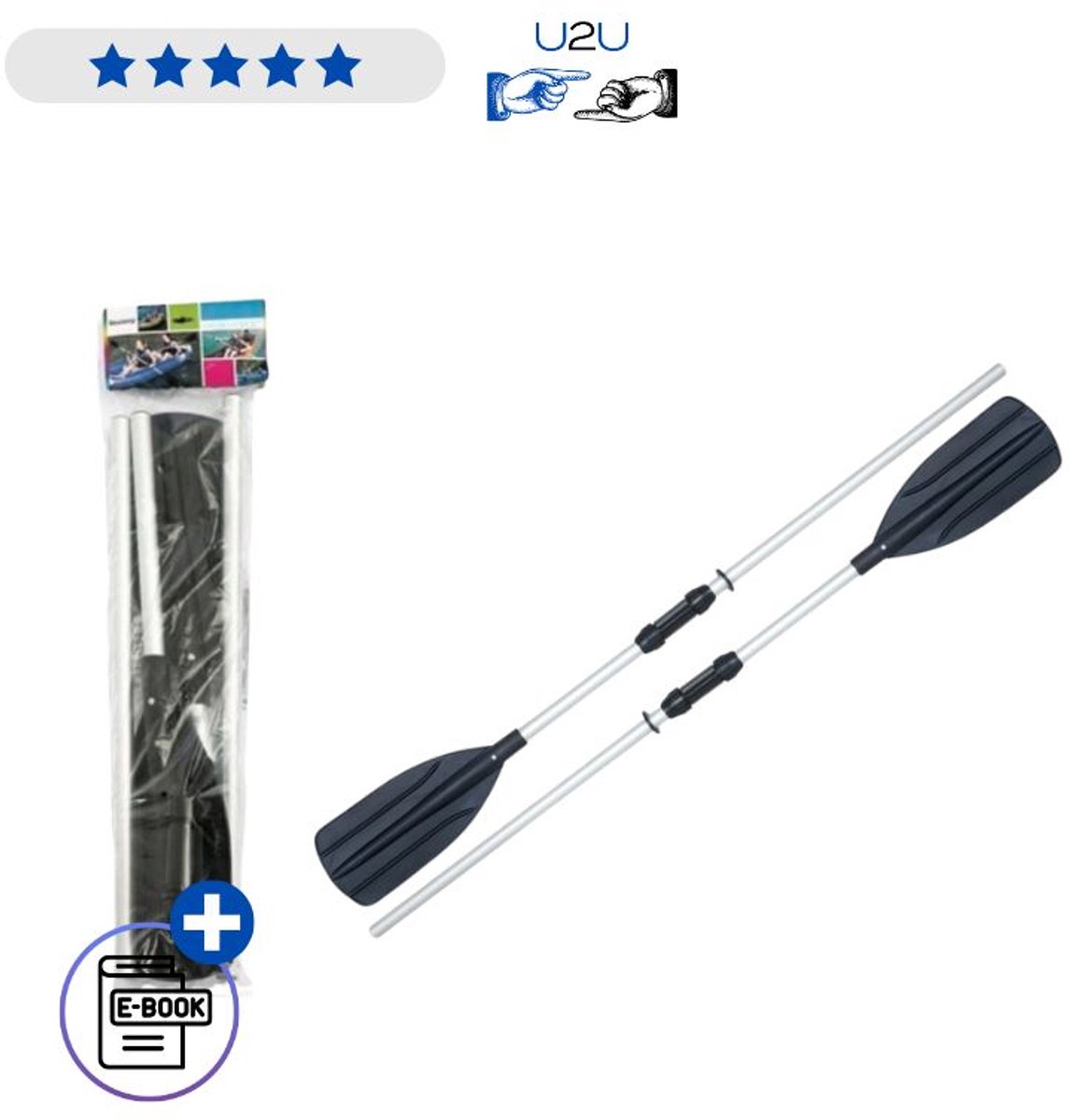 Bestway Aluminium Peddels 145 cm 62064 - Opvouwbare Roeispanen Set Voor Opblaasboot Kajak En Ponton - Lichtgewicht Water Sport Peddels Koppelbaar Tot 218 cm Zwart Aluminium Met Ebook