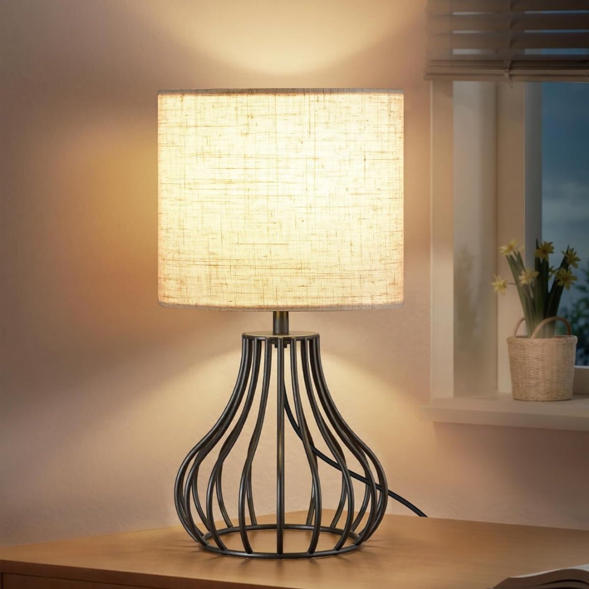 MRKK® Tafellamp Slaapkamer - Tafellampen Woonkamer - Beige en Zwart