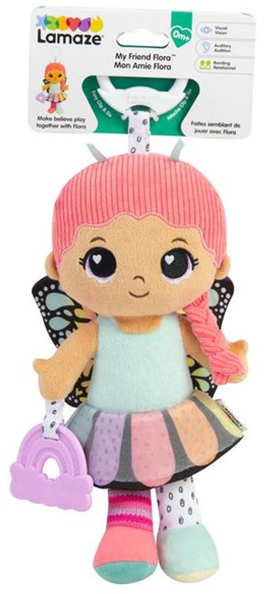 Lamaze speelgoed My Friend Flora Clip & Go pop voor onderweg.