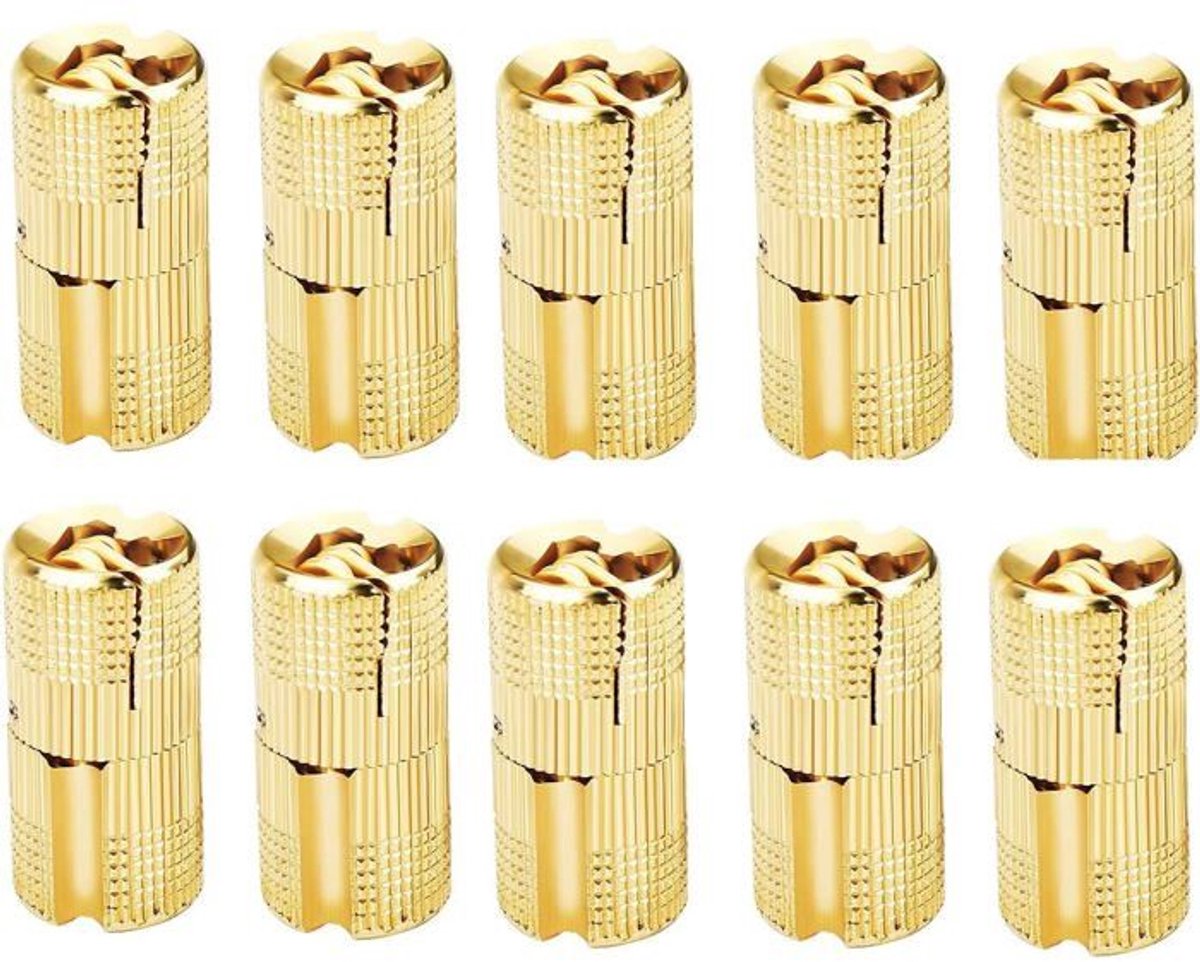 10 messing cilindrische scharnieren, verzonken tonscharnieren, Geschikt voor doe-het-zelf houten deuren, kasten, campers, 10 mm.
