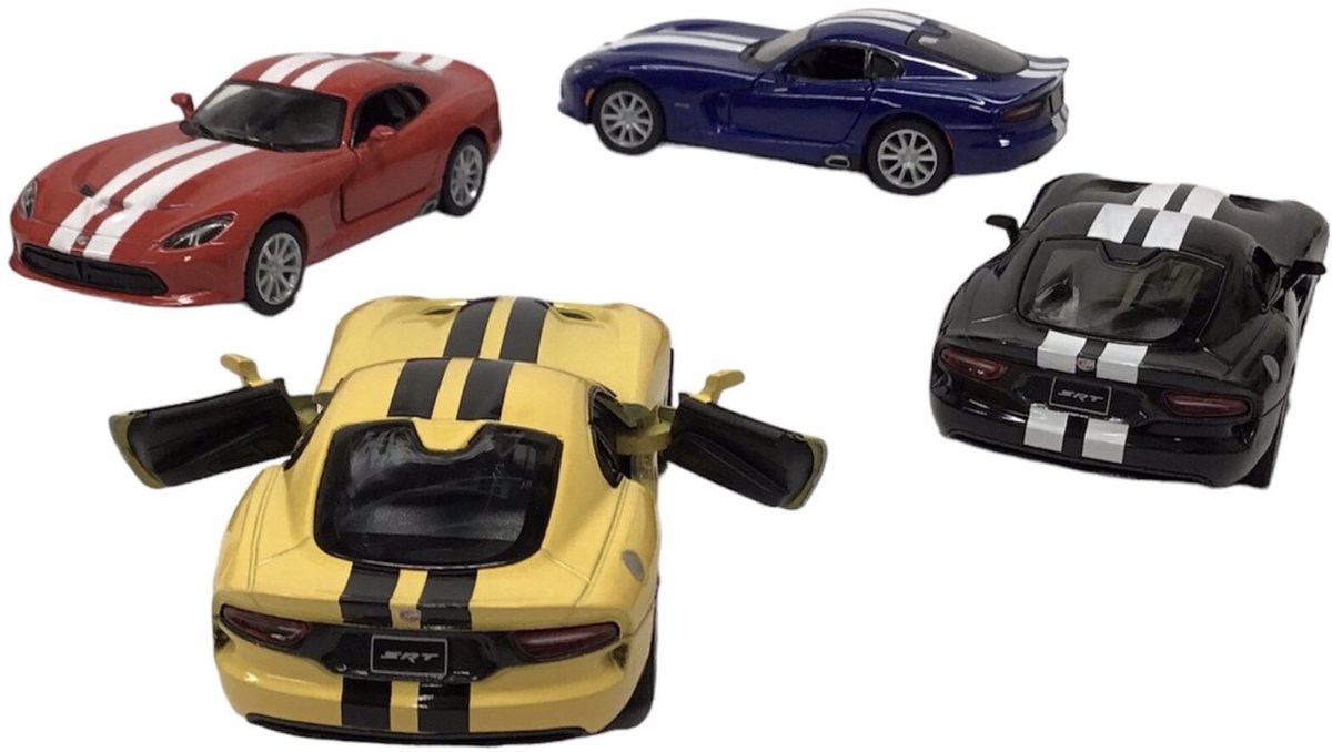 Kinsmart Dodge SRT Viper GTS 2013 pull back motor verkoop per stuk die cast 13cm, 4 kleuren speelgoed auto