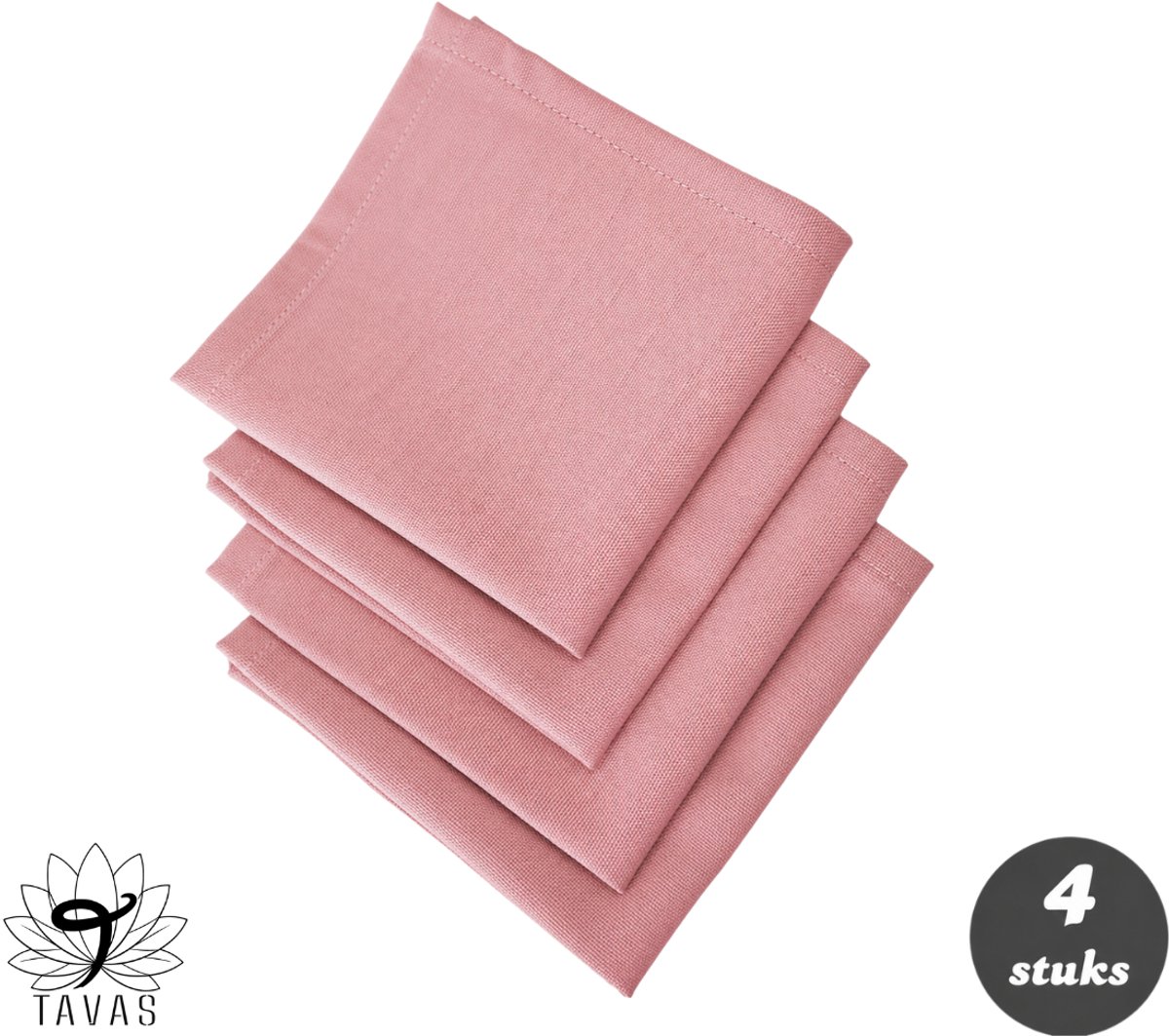 Tavas Servetten - 30 x 30 cm - Set van 4 stuks - Oudroze - Katoen
