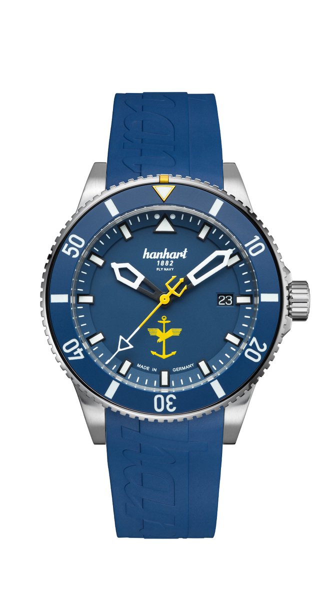 Hanhart FLY NAVY Aerosphere - Horloge - blauwe kunststof band - 42 mm