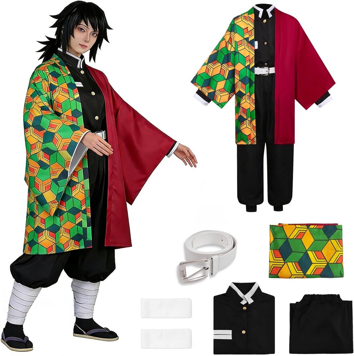 Anime Kostuum voor Giyuu, Shinobu, Mitsuri, Muichirou, Tanjiro, Nezuko en Zenitsu - Perfect voor Carnaval, Halloween en Anime Conventies, Unisex Kimono Outfit