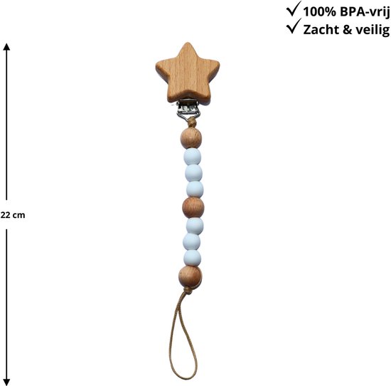 Zibbi Little Star Speenkoord Ivory White - Luxe Siliconen Speenclip - BPA Vrij van Zibbi — afbeelding 3