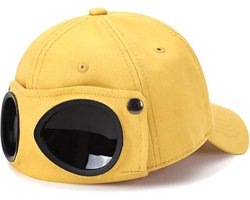Unisex baseballpet, pilotenpet met bril, hiphop sport snapback pet (geel)