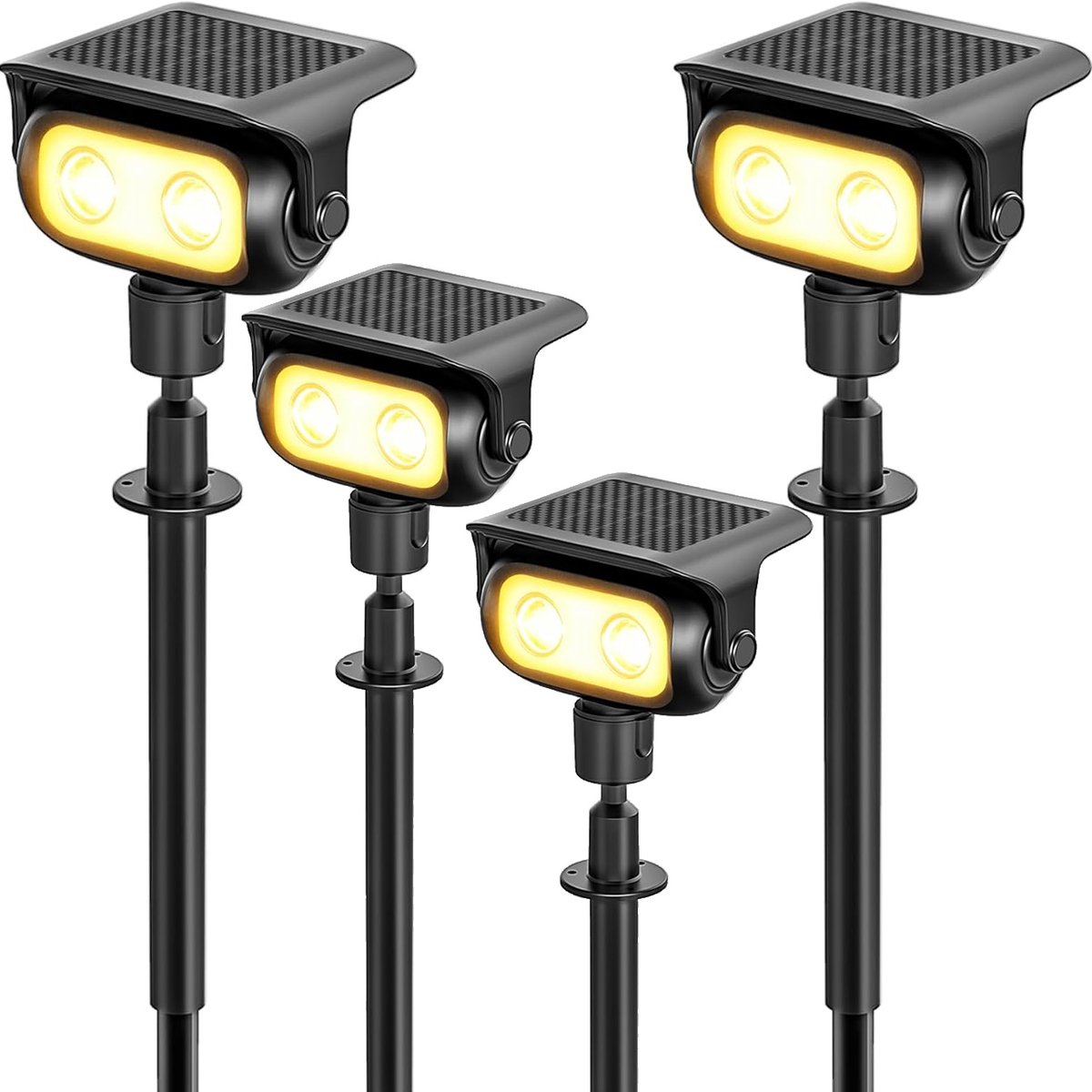 Suntac Solar Tuinverlichting - 4 Stuks - 200 lm - 3000K Warm Wit - Verstelbare Solar Spots - IP65 - Zwart
