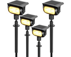 Suntac Solar Tuinverlichting - IP65 Waterdicht Buitenverlichting op Zonne-energie voor Tuin, Gazon en Padverlichting-Zwart