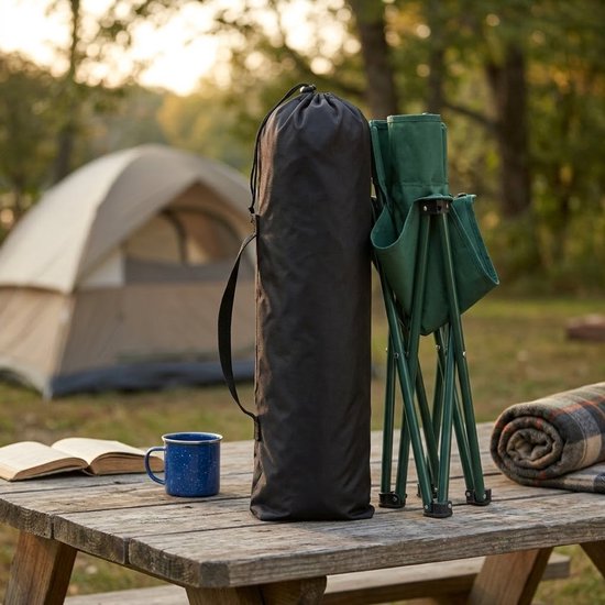 Zwarte campingstoel hoes dames en heren nylon draagtas voor opvouwbare campingstoel met draagriem beschermhoes en opbergtas voor moon chair kampeerstoel en outdoor gebruik — afbeelding 2