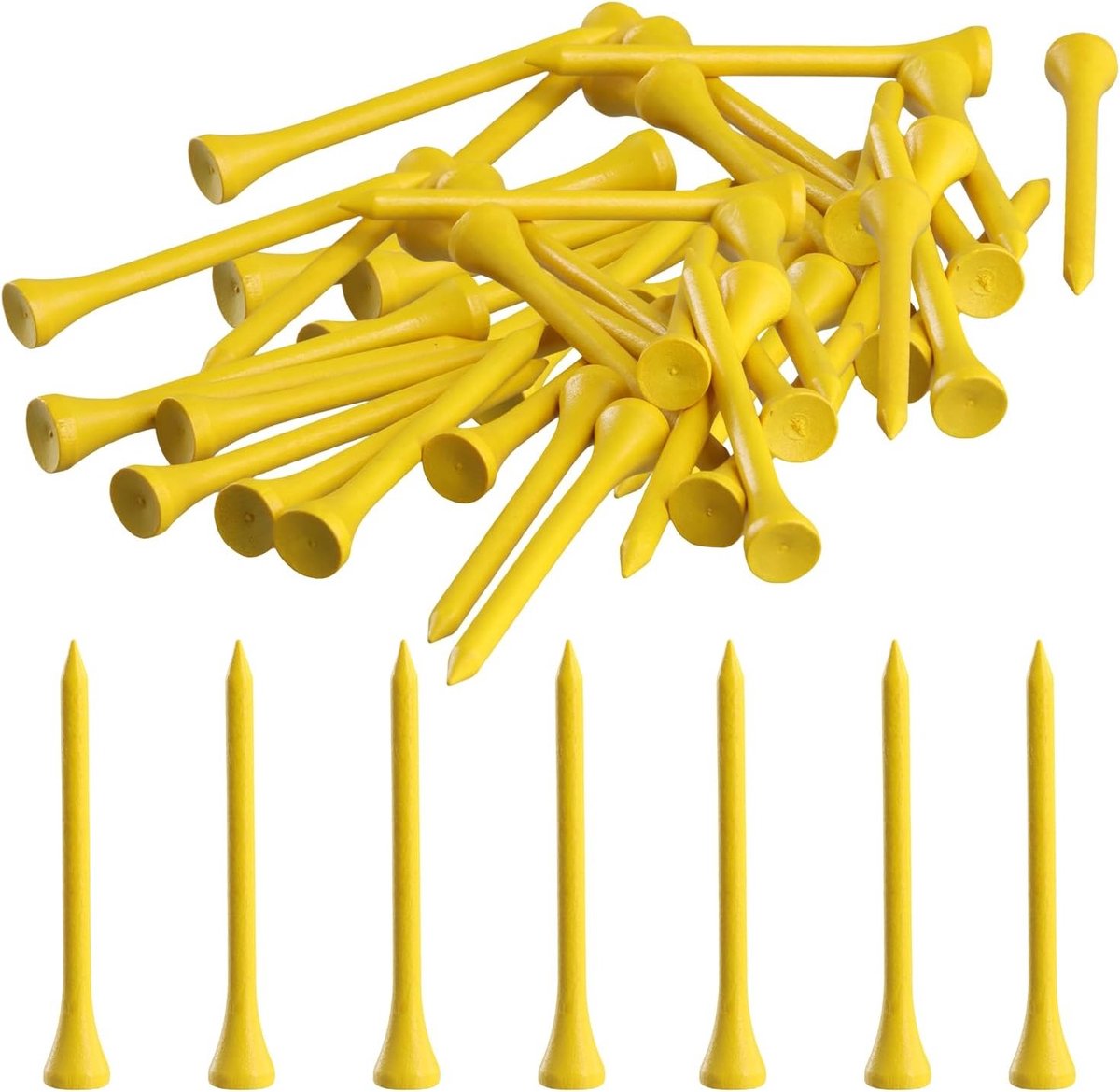 100 Stuks Biologisch Afbreekbare Golf Tees van Hout - 70mm Lange T-shirts voor Golfen, Ideaal voor Drivers en Golfmatten