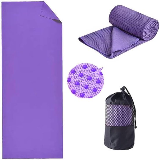 Ultra Zachte en Sneldrogende Yoga Handdoek - Antislip Fitness Mat Handdoek voor Hot Yoga en Oefeningen, Inclusief Draagtas en Absorberend Materiaal — afbeelding 5