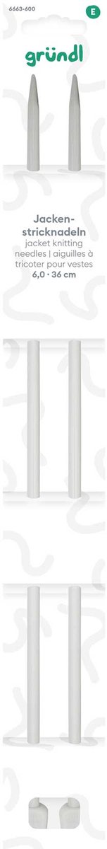 6663-600 Breinaalden met knop 6,0 mm, 36 cm