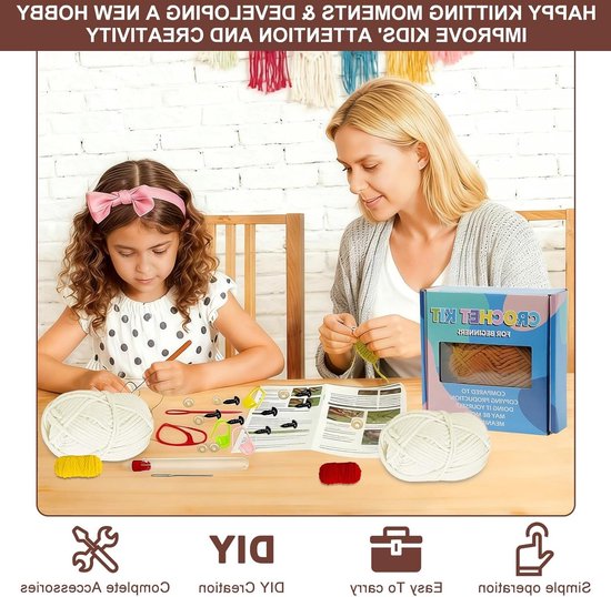 Beginner Haakset voor Volwassenen met Draad, Haaknaald en Video-instructies - Perfect Cadeau voor Dierenliefhebbers en Creatieve Hobbyisten van Merkloos — afbeelding 4