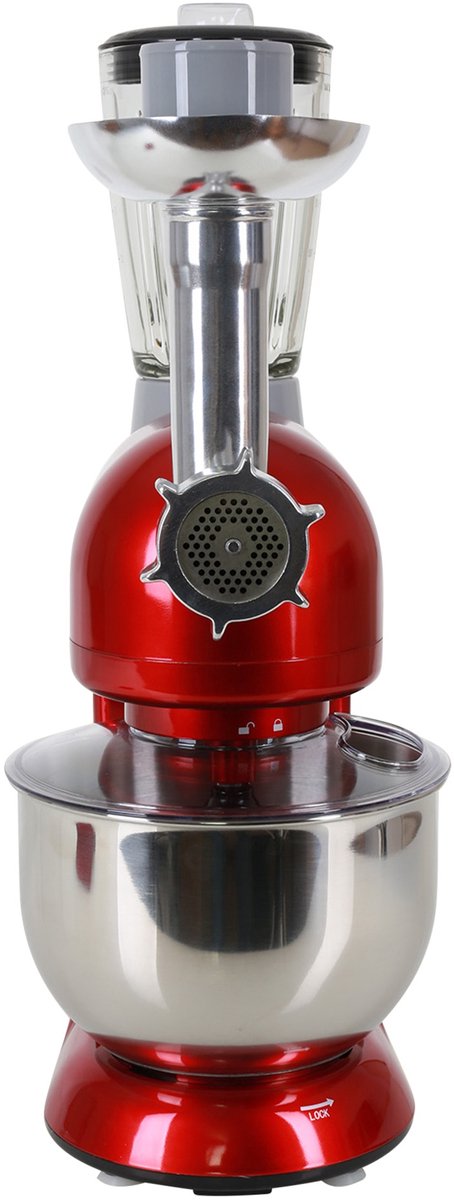 Klarstein Knetmaschine keukenmachine met Fleischwolf, 2000W Teigmaschine klein, 6 standen, Schneebesen - & Knethaken, planetair , roermachine met Mixer, keukenmachines met 5L kom - Rührmaschine - Planeetmenger - Food Processor