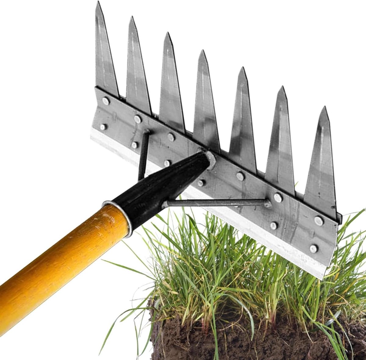 Onkruidverwijderaar - Tuinhark - Onkruid Wieden - Dubbelzijdig Ontwerp - 7 Tanden - Metaal