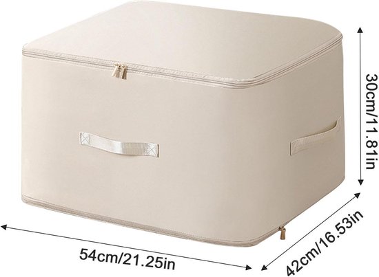 Opbergzakken Dekbed - Beddengoed Tas - Ruimte Besparen - Versterkte Handgrepen - 54x42x30cm - Beige — afbeelding 4