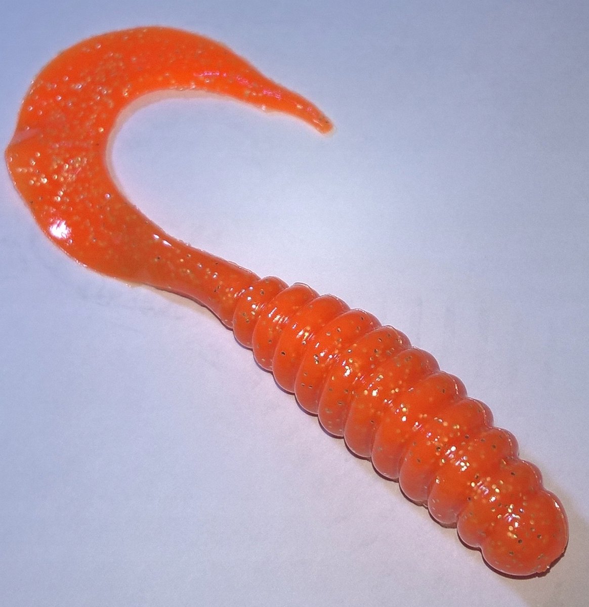 Mann's Twister 7cm Oranje met Zilveren Glitter - Vis Aas