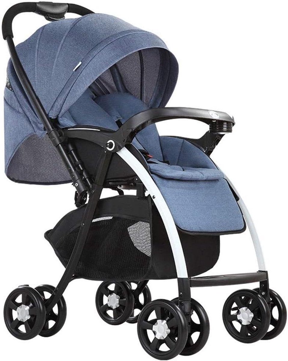 Baby Kinderwagen - Compacte Reisbuggy - Comfortabel Reizen - Verstelbaar Stuur - 21.3x26x41.2 inches - Blauw