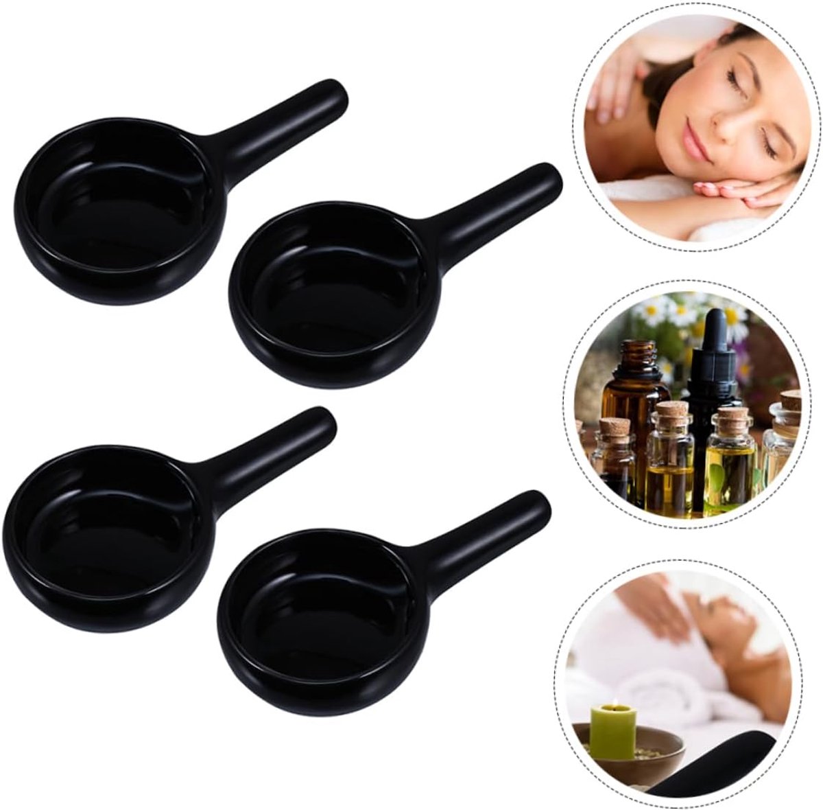 Theelicht Lepelhouder - Geurbrander Lepel - Geuren Verspreiden - Keramisch Materiaal - Set van 4 - Zwart — cadeau in Cadeau-ideeën - foto 5