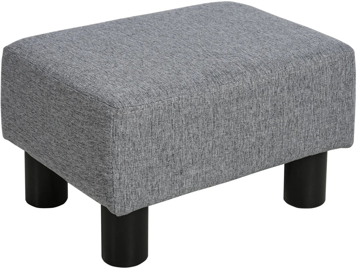 Noventra - voetenbankje - poef - voetensteun - krukje - met stoffen bekleding - stabiel - modern - grijs - L40 x B30 x H24