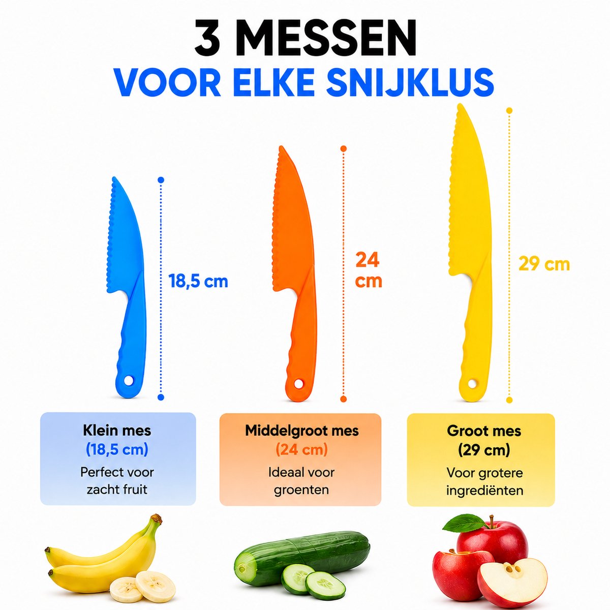 Kindermessen Set 3-delig | Veilige Kindermessen voor Kinderen | Kinderkeuken Set | Vanaf 3 Jaar — afbeelding 4