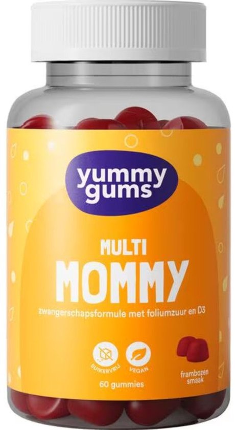 Yummygums • Zwangerschap MOMMY gumms • Foliumzuur • multi zwanger • Suikervrij • 60 gummies